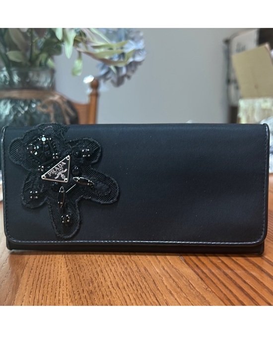Prada Handbags - Prada Tessuto Black Nylon Long Wallet Featuring a Teddy Bear Motif | RARE!